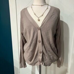 Women's Taupe Button-Up Sweater‎